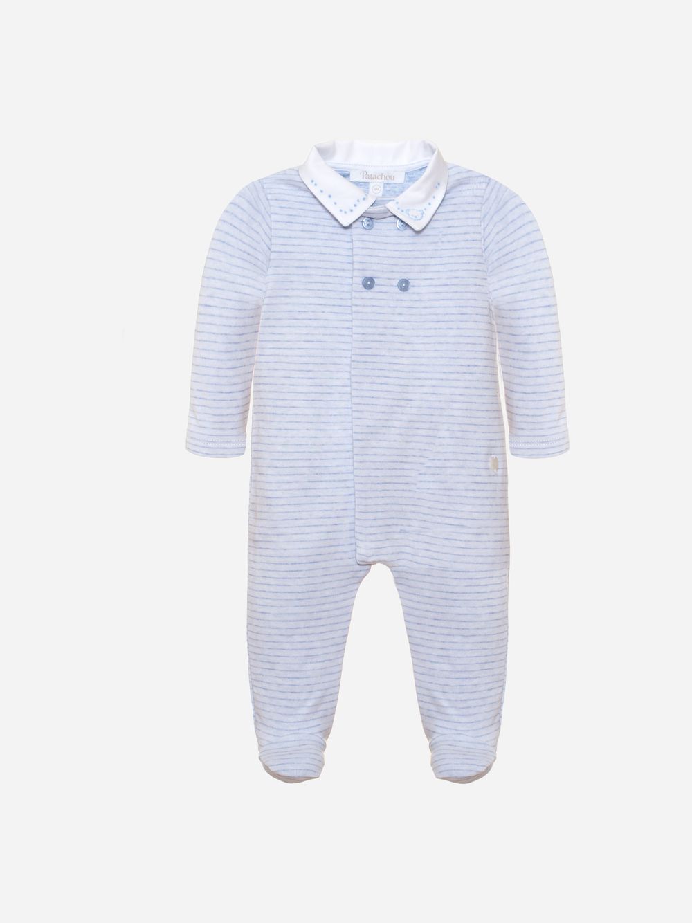 Light Blue jersey and velour babygrow