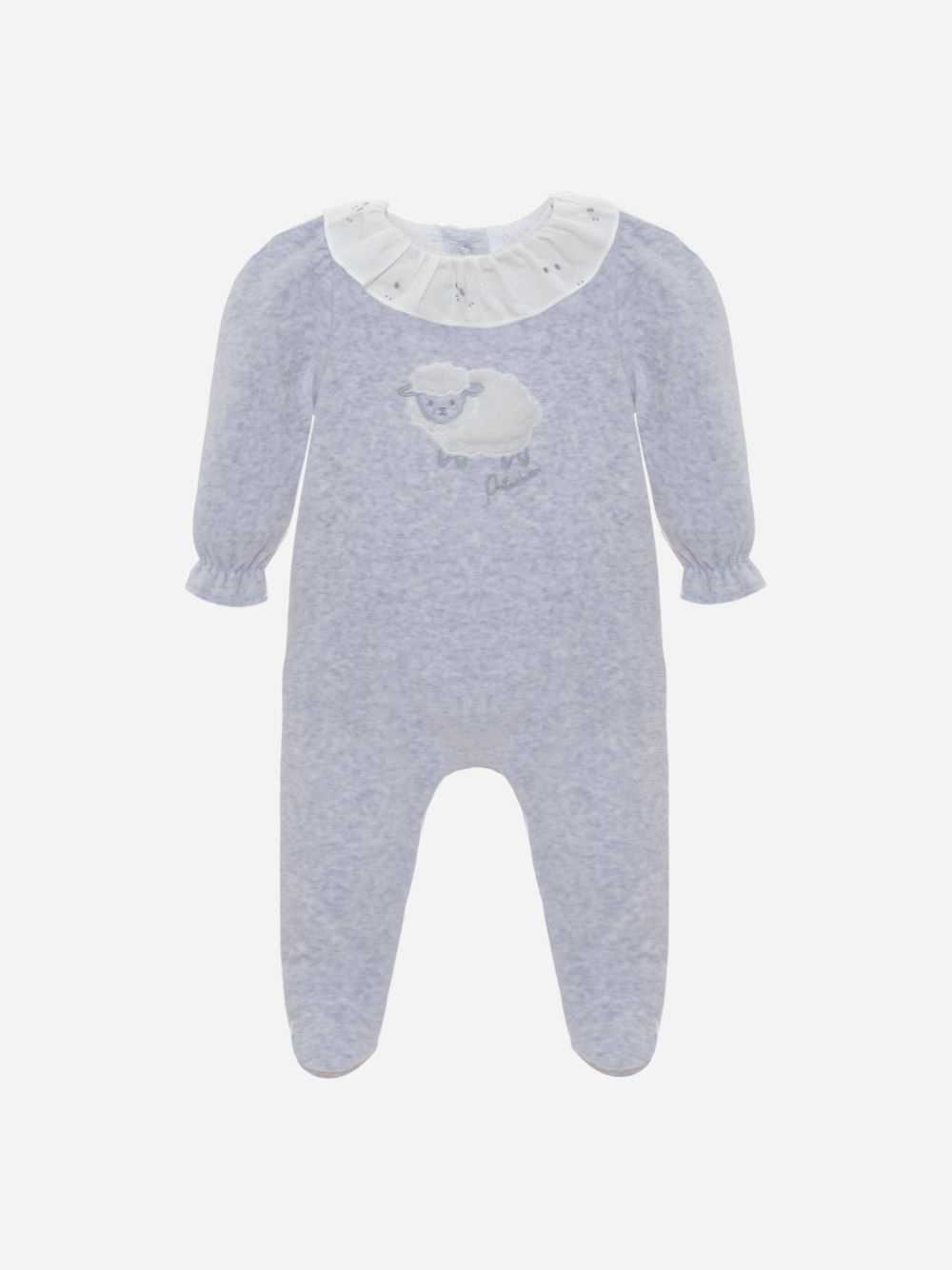 Grey velour babygrow