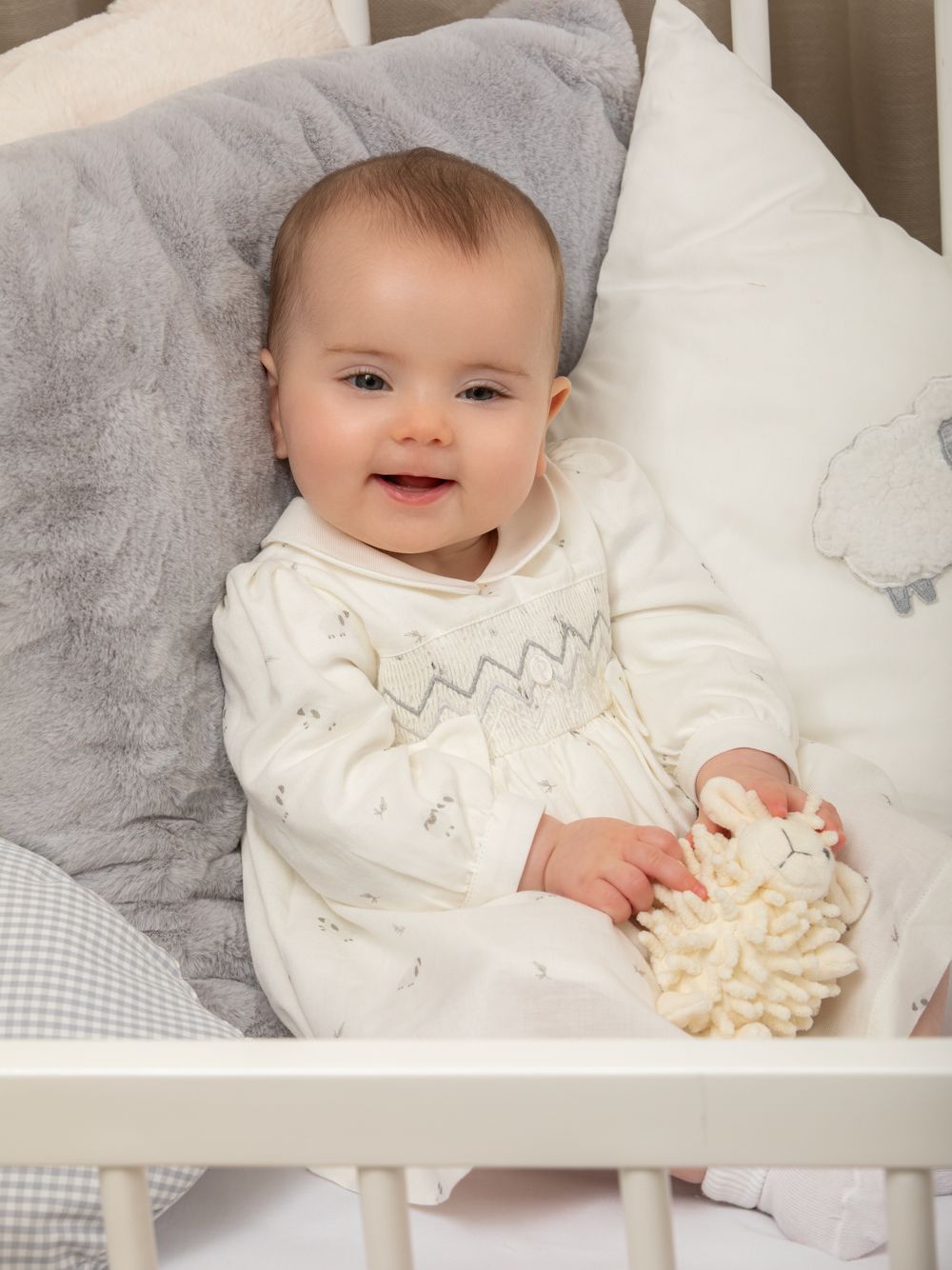Ecru velour babygrow