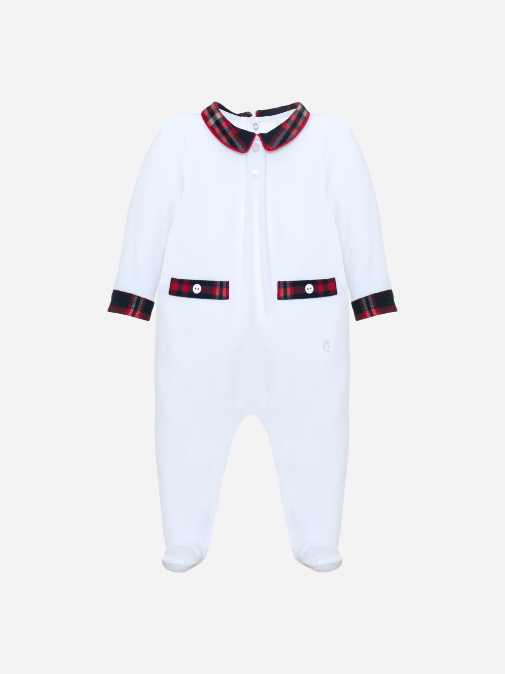 White babygrow with Scottish Tartan details