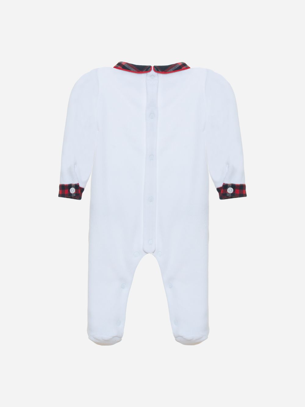 White babygrow with Scottish Tartan details