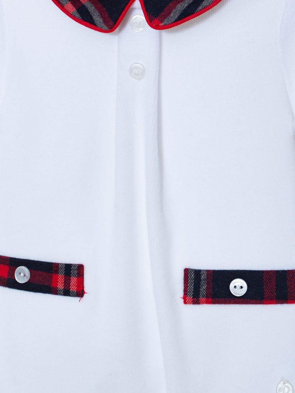 White babygrow with Scottish Tartan details