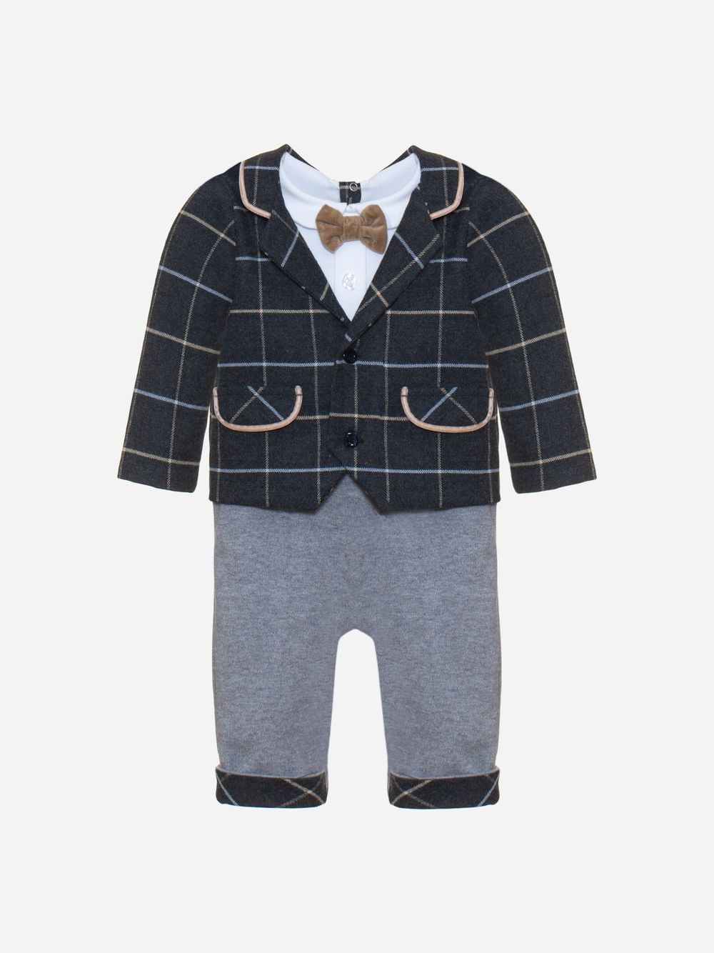 Dark grey check romper