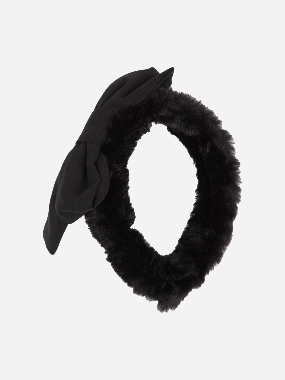 Black fur headband with bow