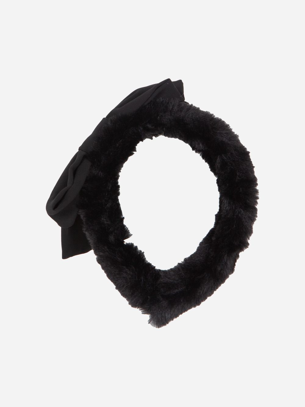 Black fur headband with bow