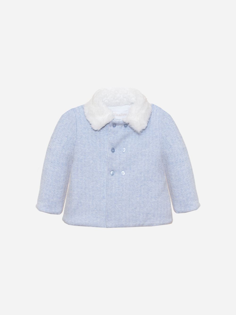 Blue interlock and fur coat