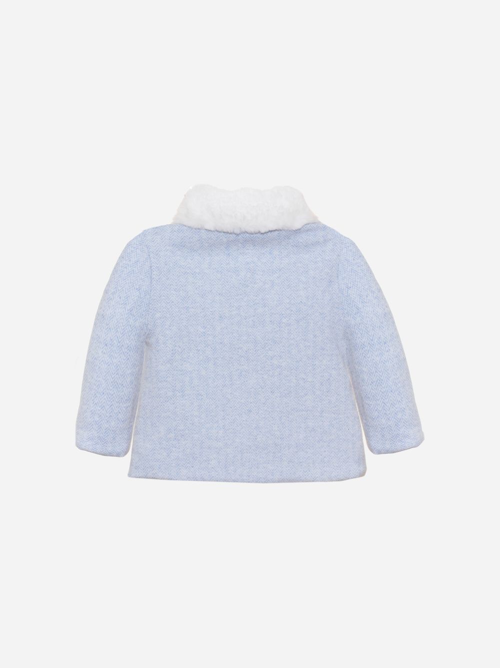 Blue interlock and fur coat