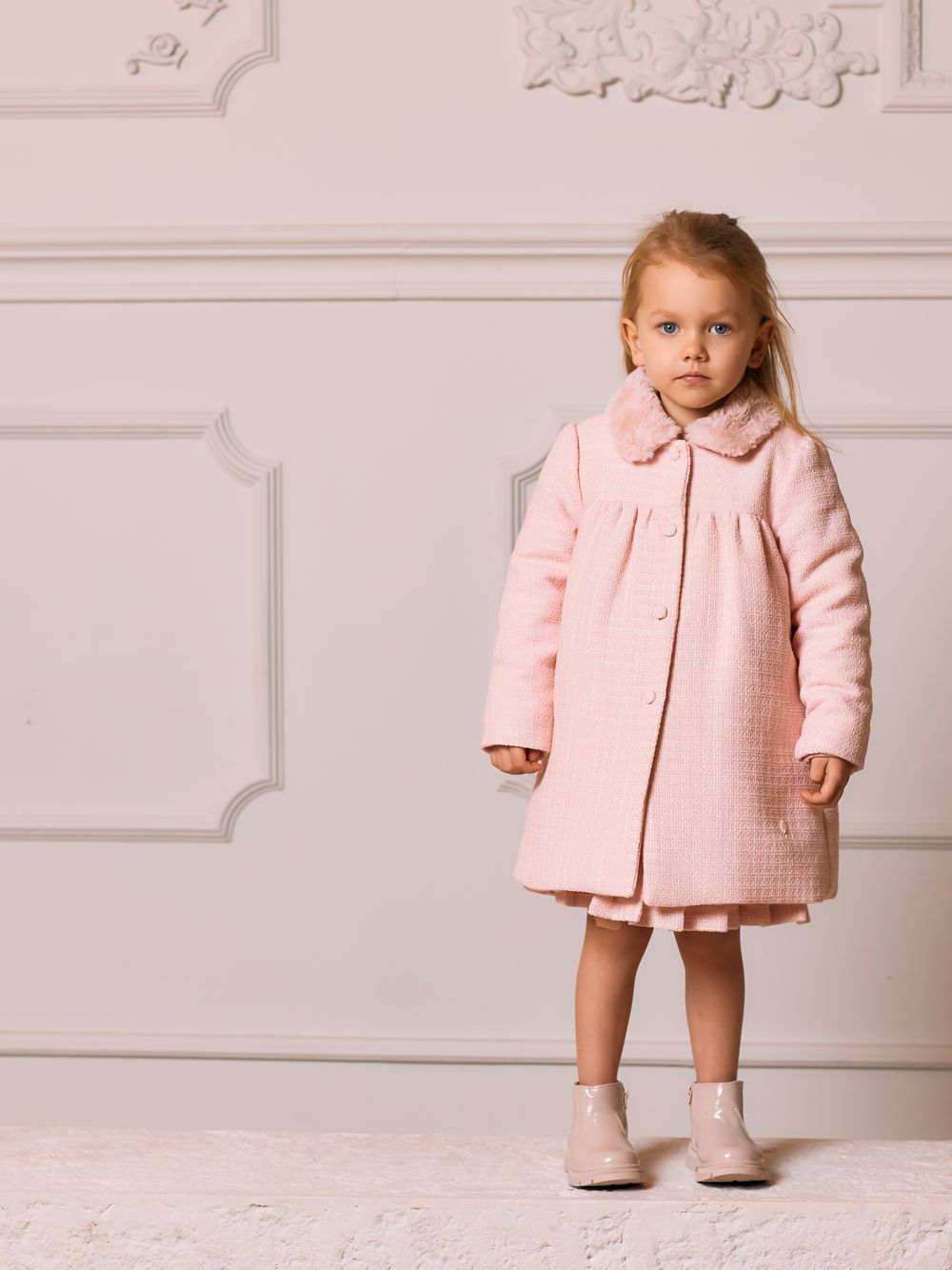 Pale pink tweed coat