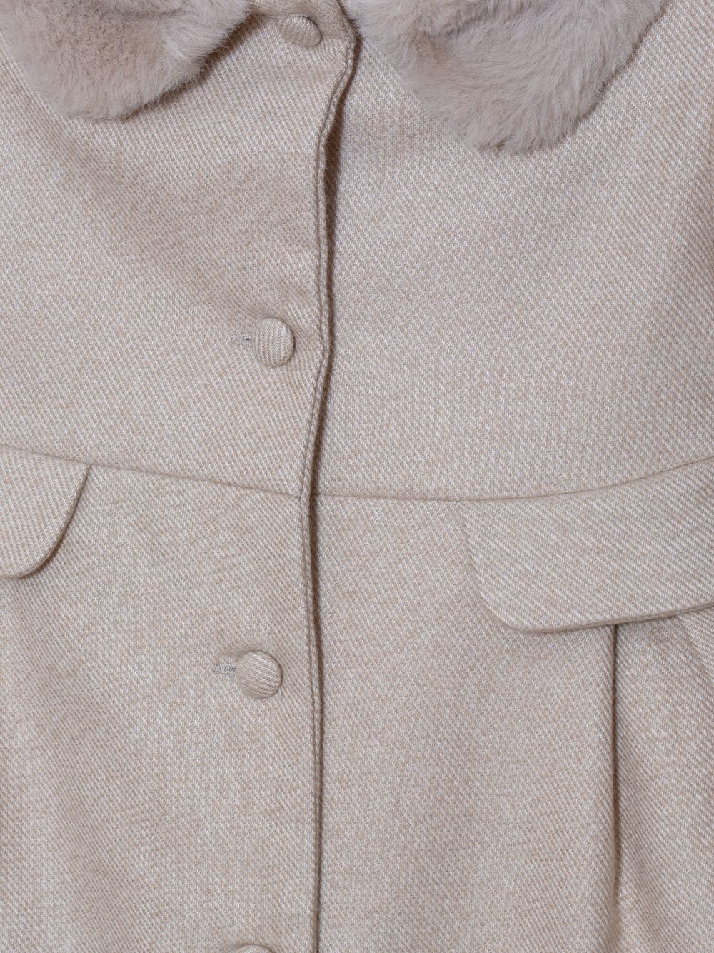 Beige flannel and fur coat