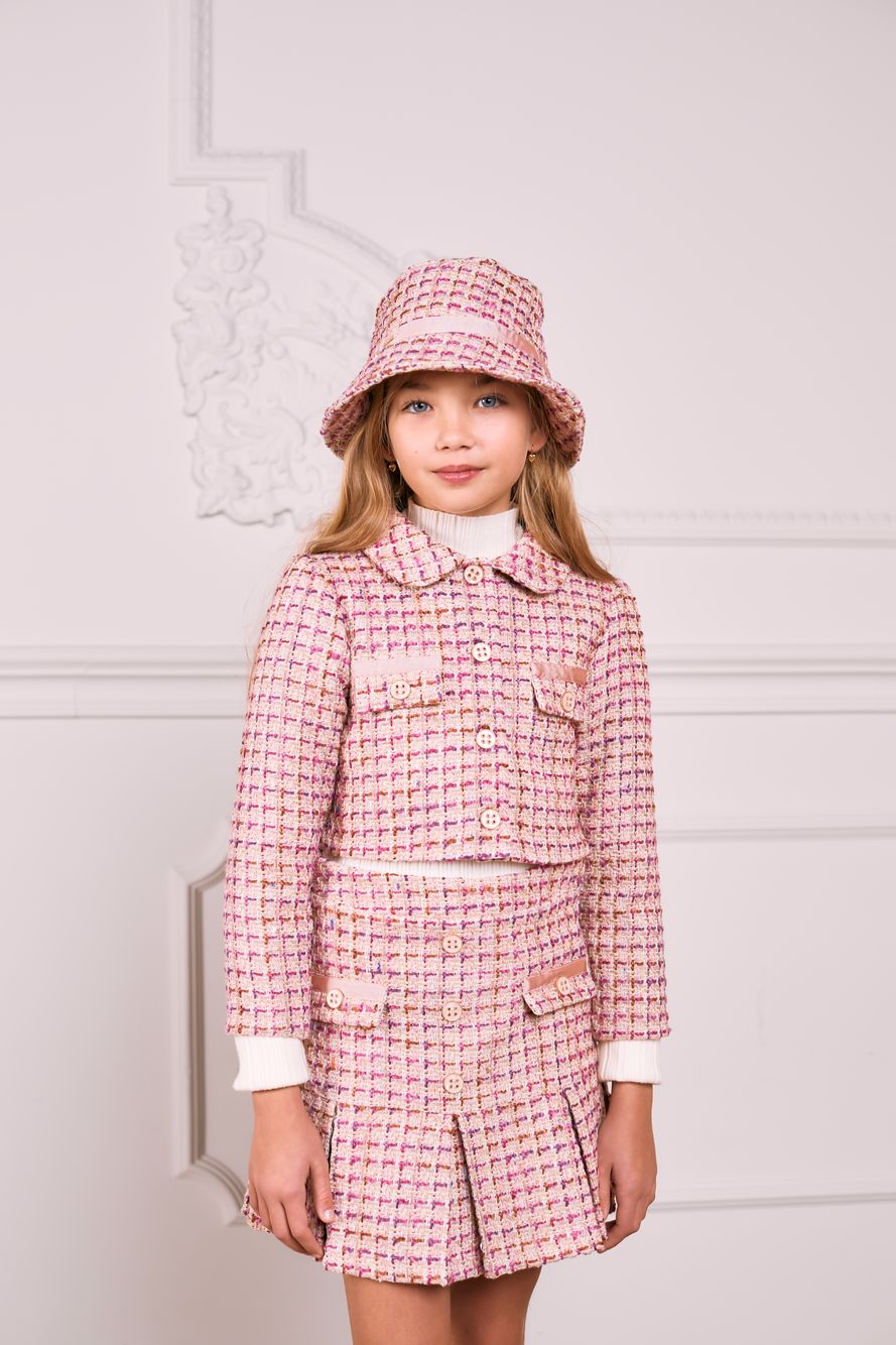 Short pink tweed jacket