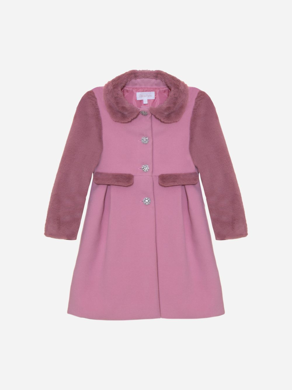 Pink tweed and fur coat