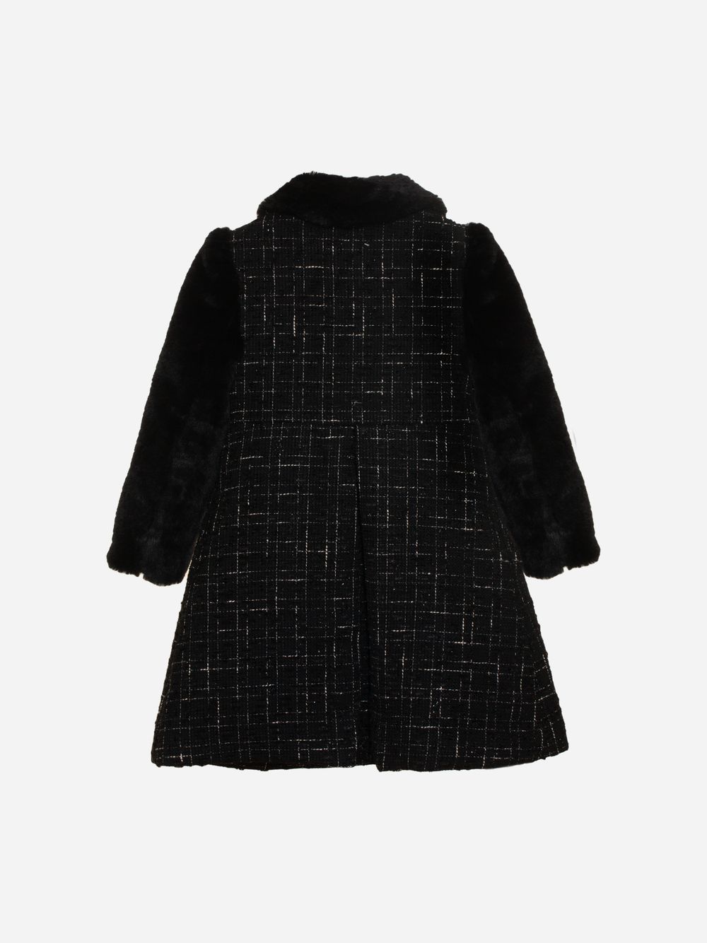 Black tweed and fur coat