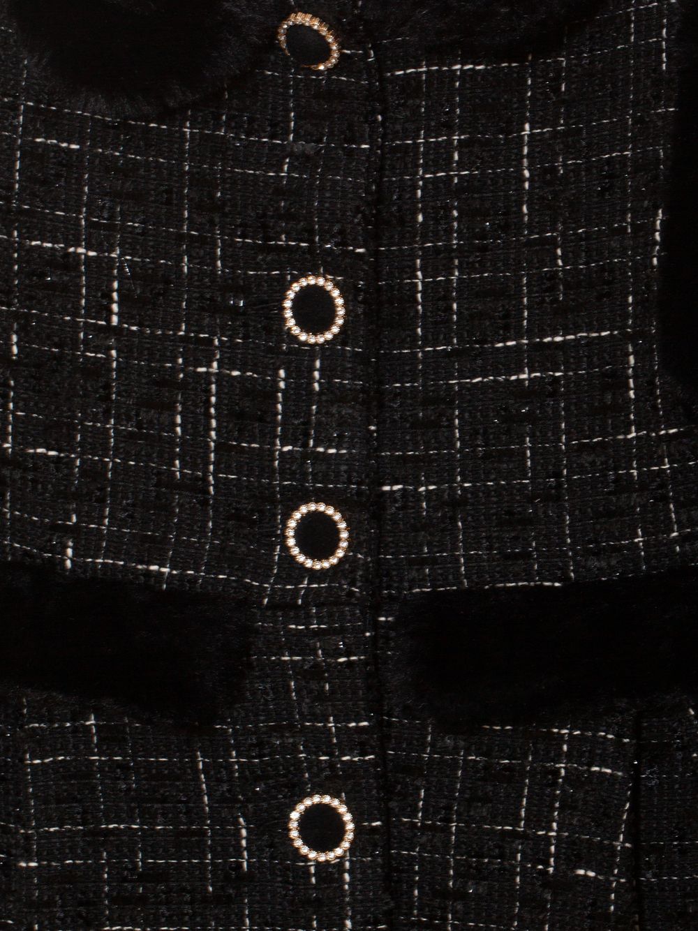 Black tweed and fur coat