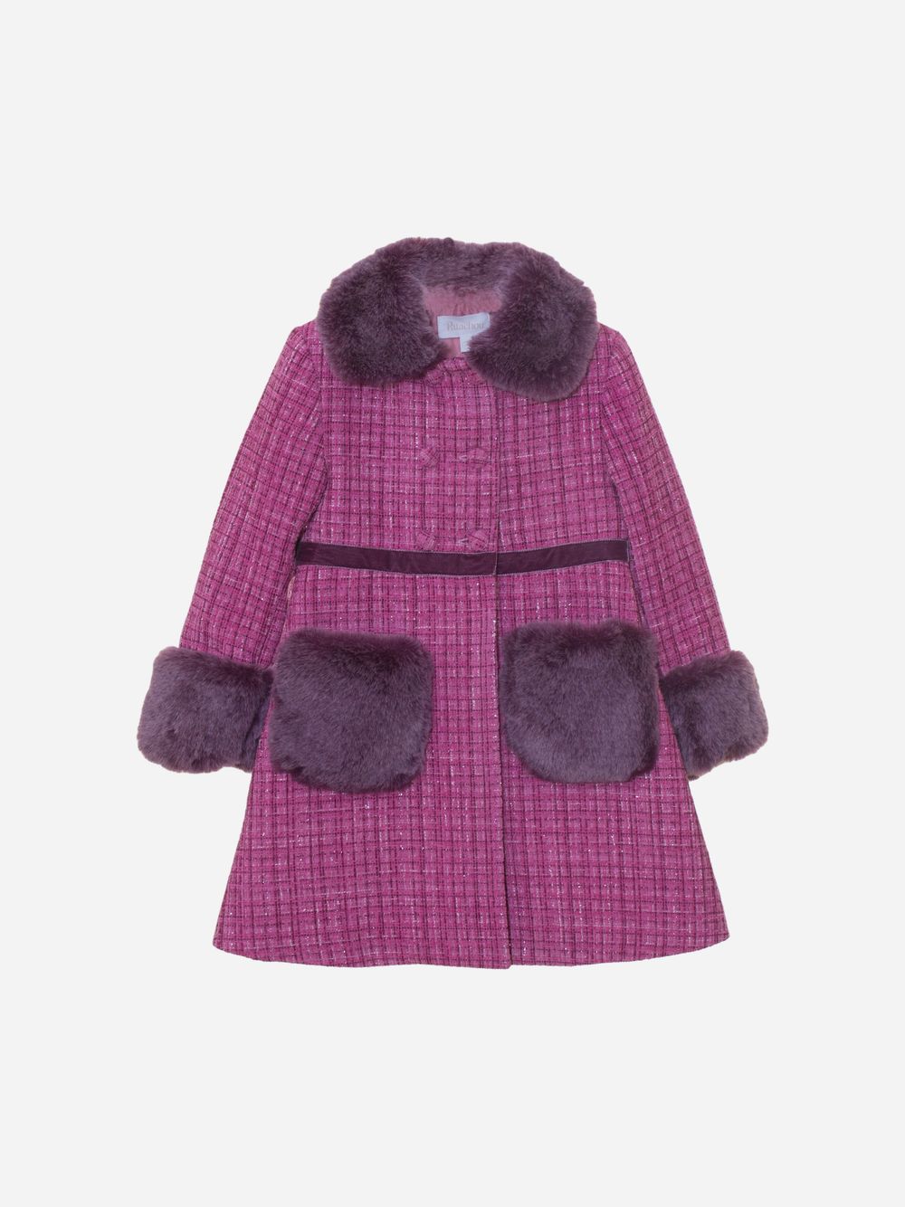 Pink tweed and fur coat