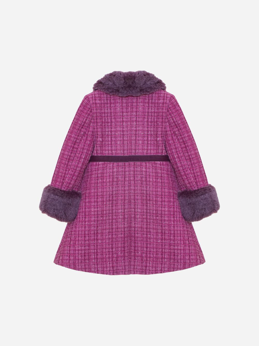 Pink tweed and fur coat