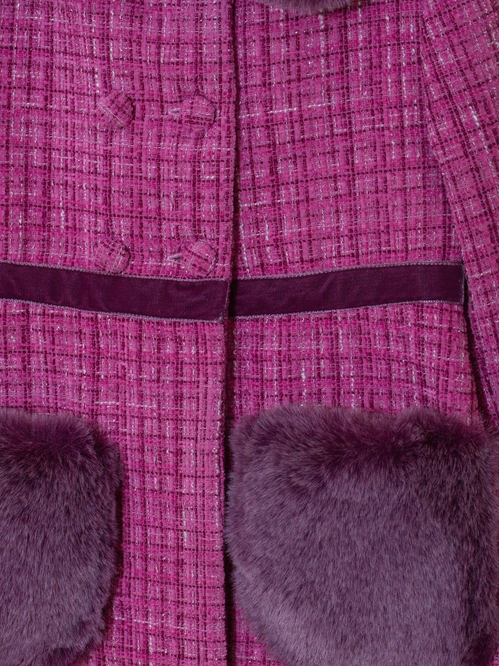 Pink tweed and fur coat