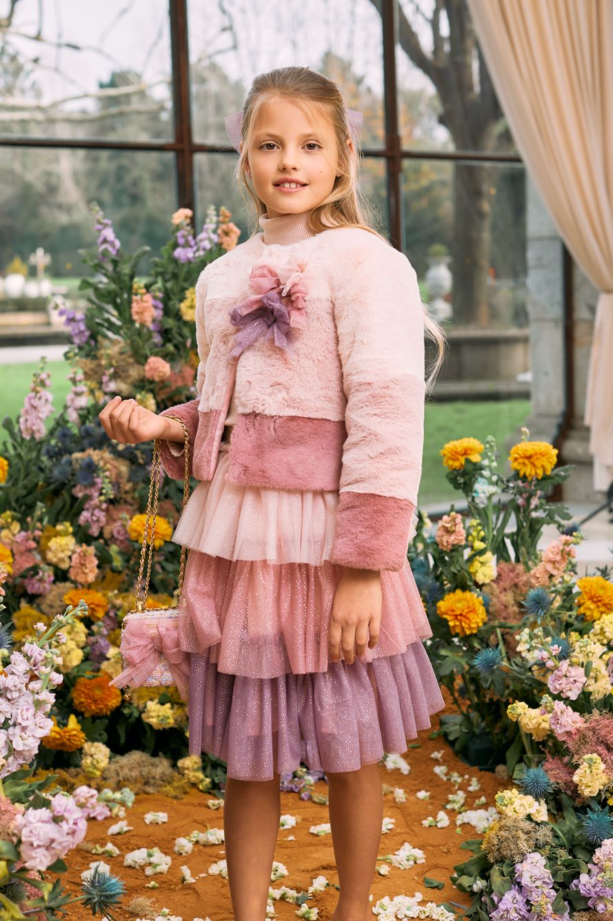 Multicolor fur coat