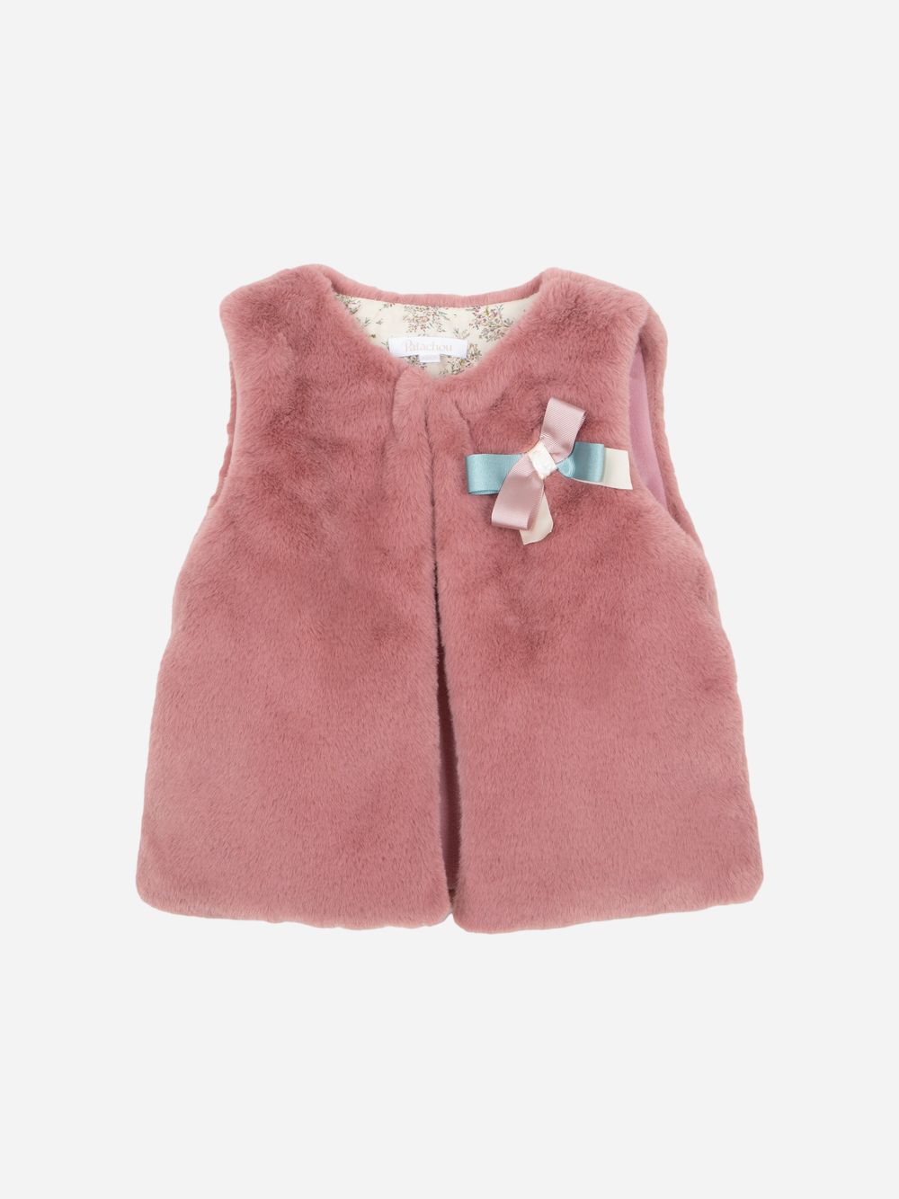 Lilac fur vest with printed lining