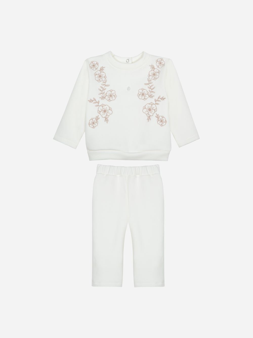 Ecru set with flower embroideries