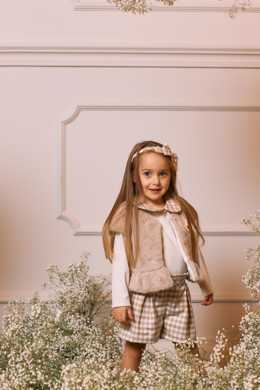 Beige blouse and shorts set
