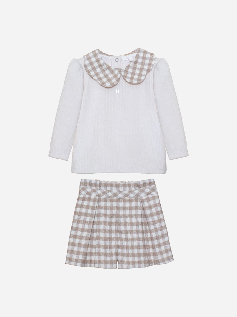 Beige blouse and shorts set