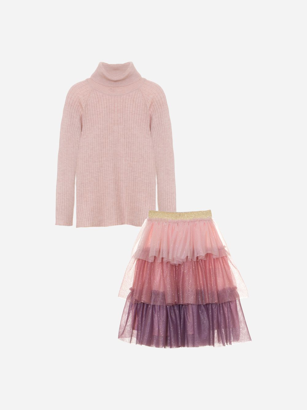 Multicolor top and skirt set