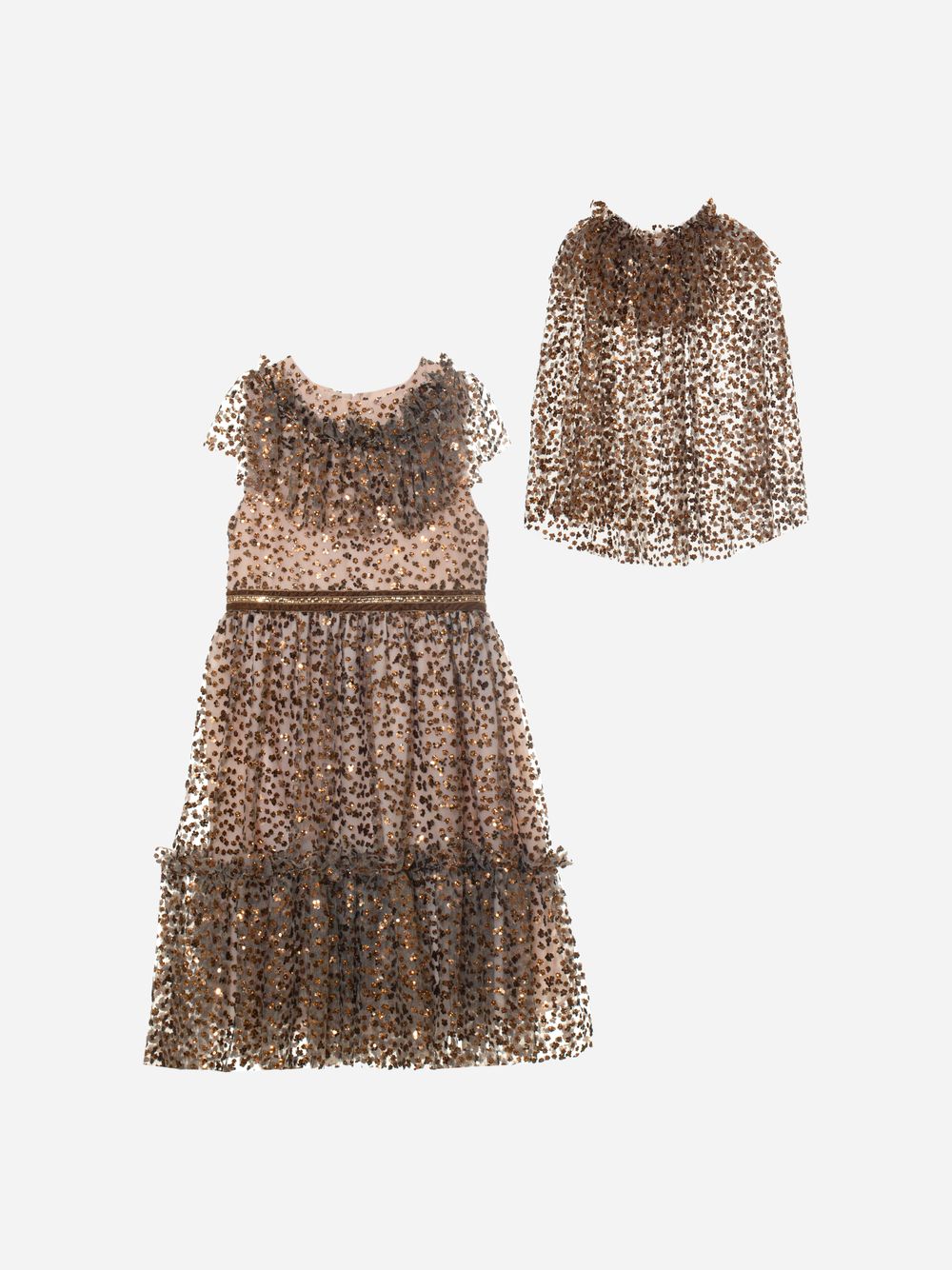 Brown dots dress and cape set