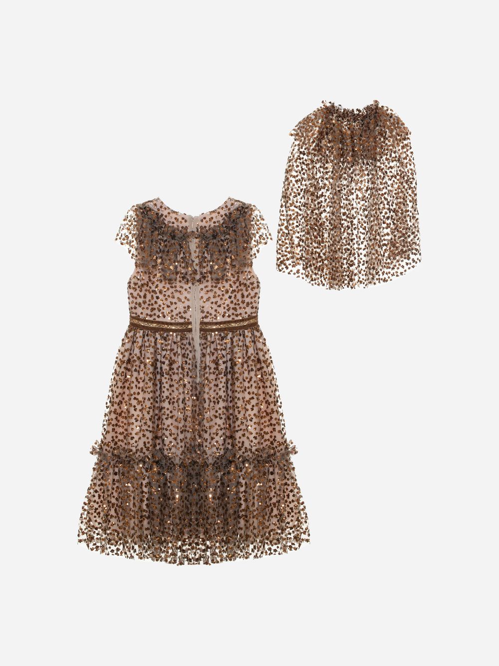 Brown dots dress and cape set