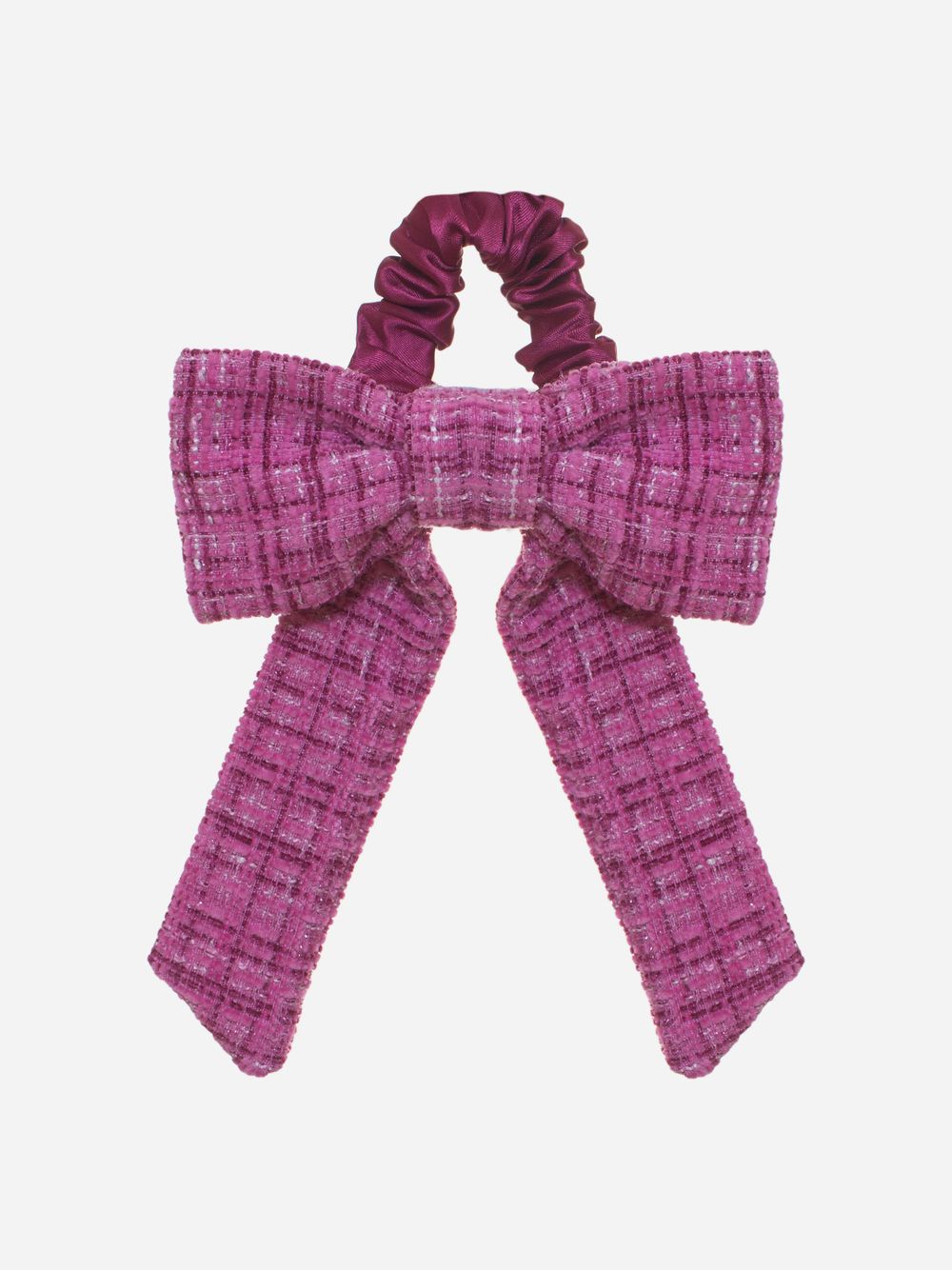 Pink tweed hair bow
