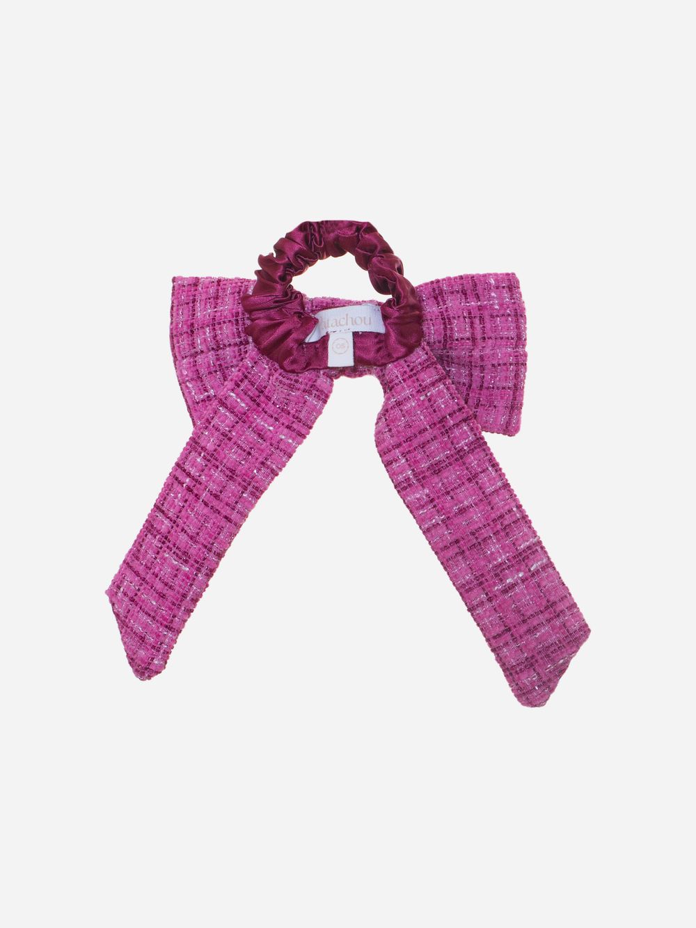 Pink tweed hair bow
