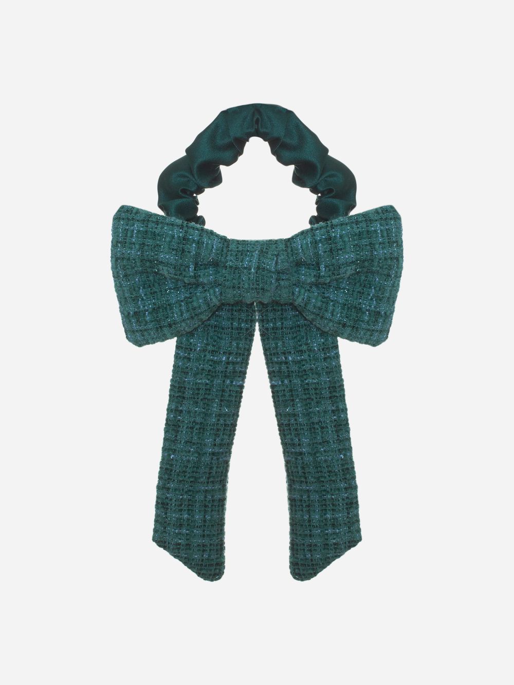 Dark Green tweed hair bow