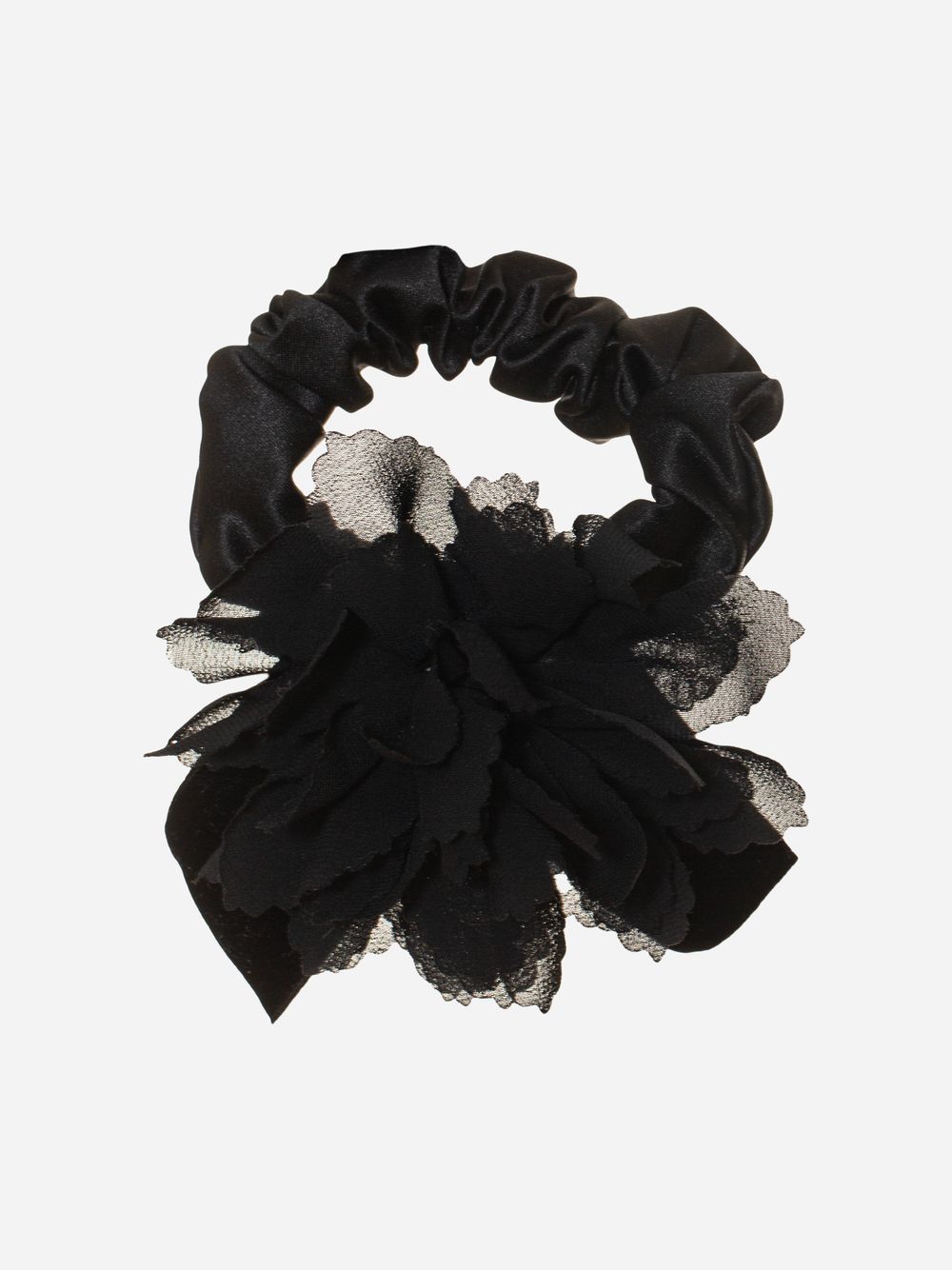Black flower hair bow