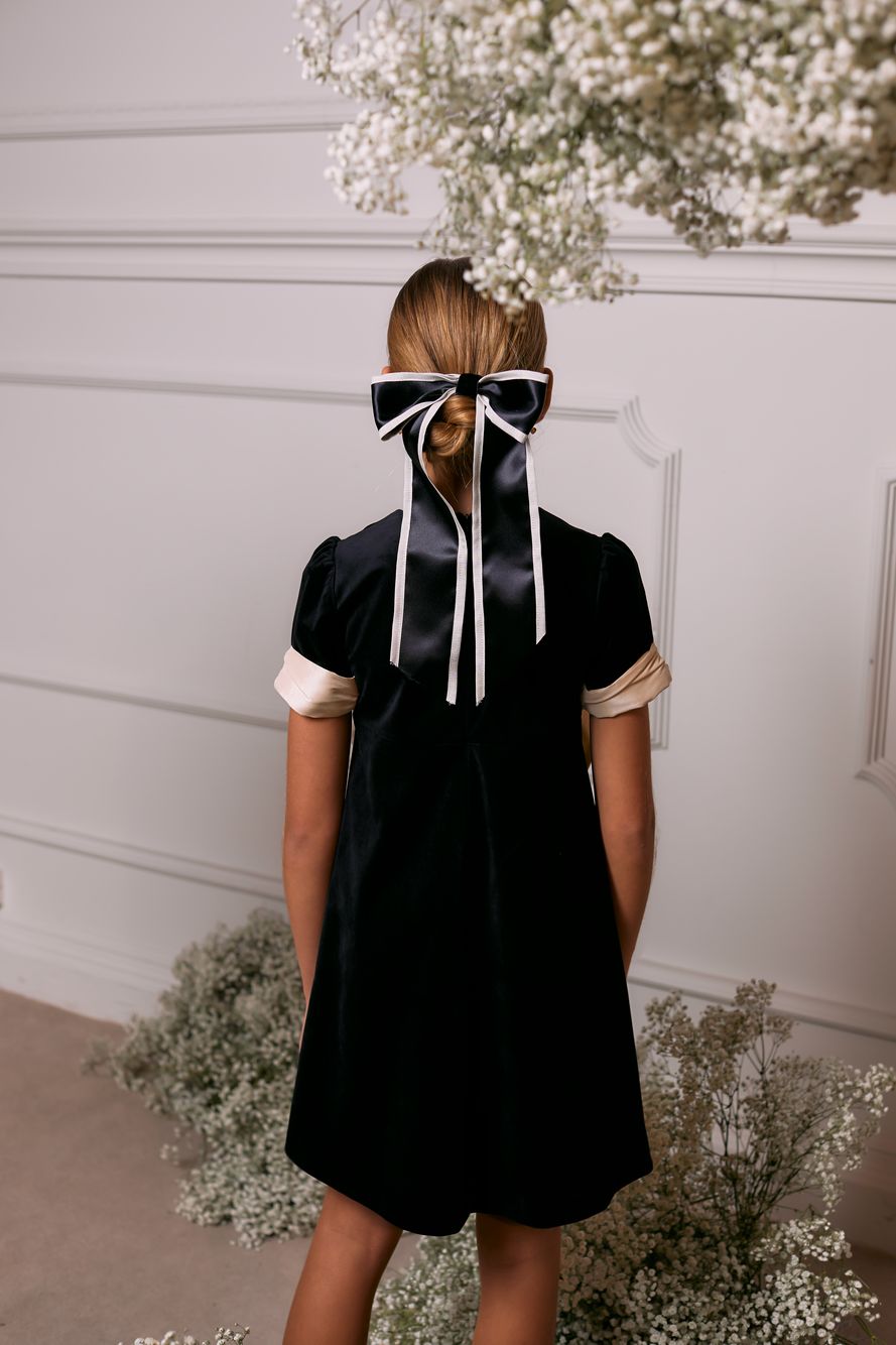 Black and ivory hair bow