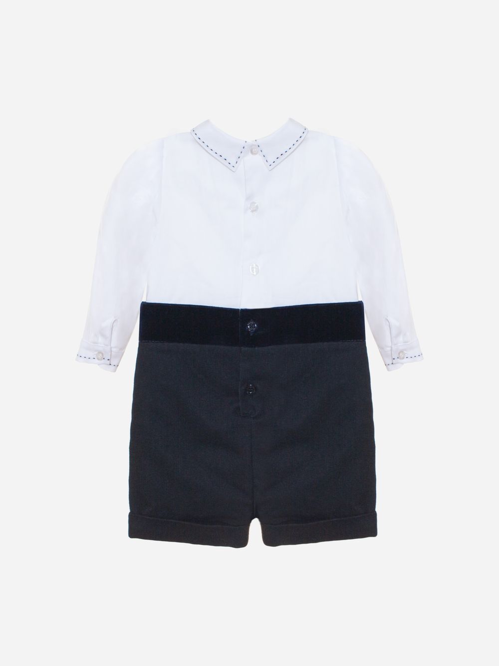 Marine romper with bow tie
