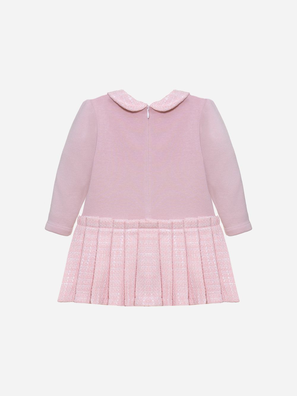 Pale pink cotton fleece and tweed dress