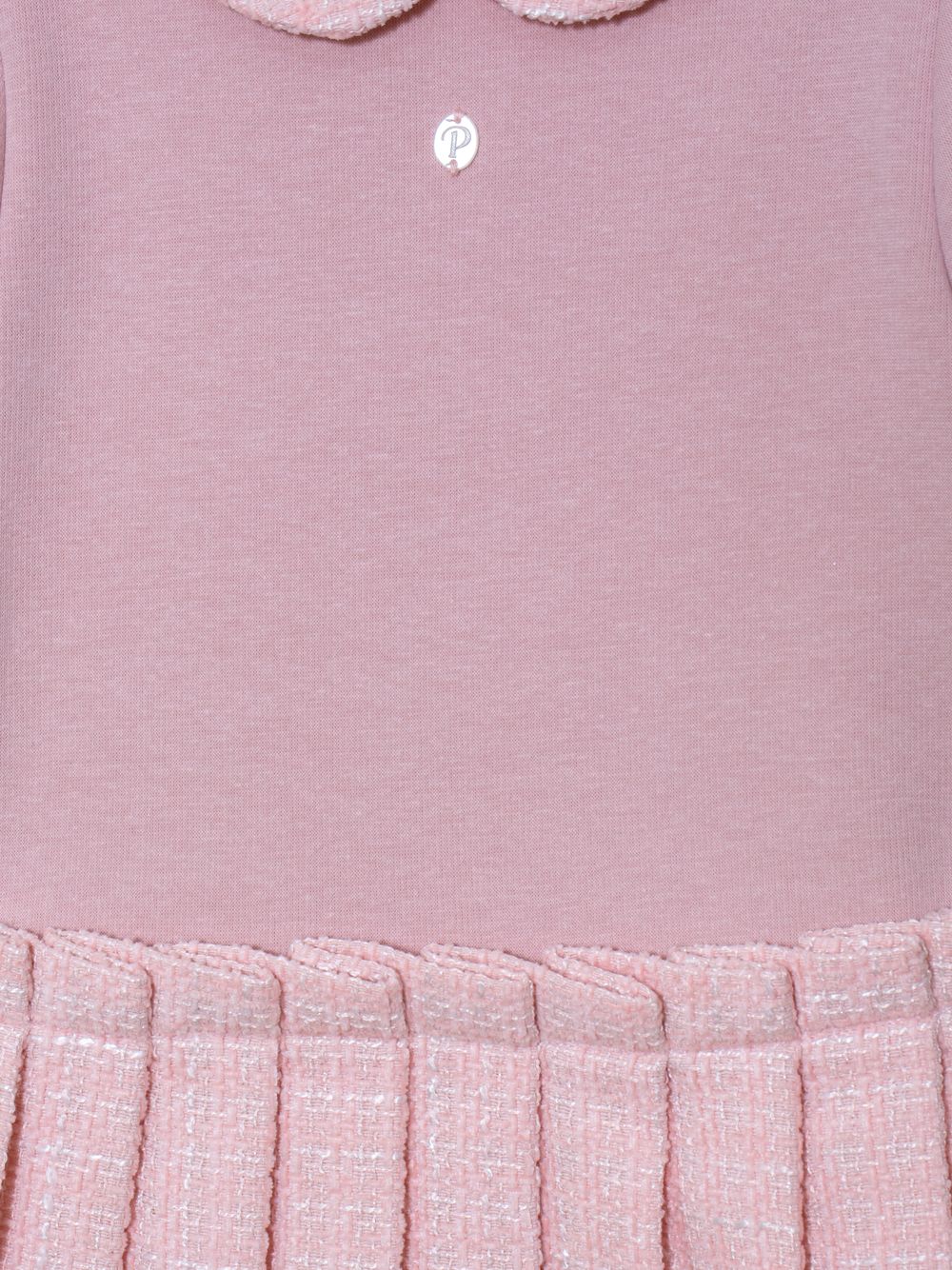 Pale pink cotton fleece and tweed dress