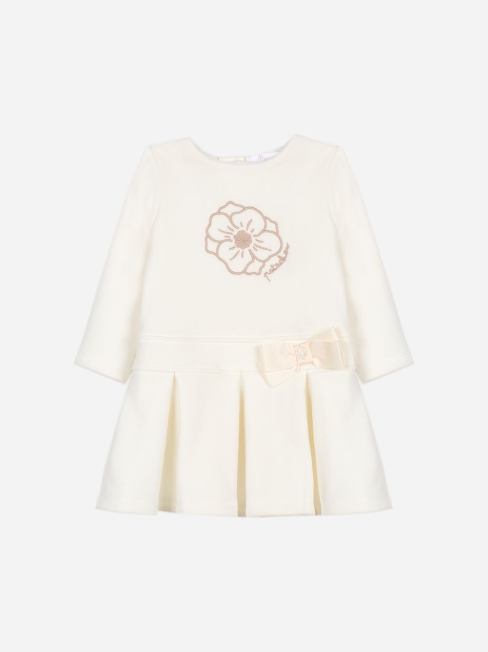 Beige dress with flower embroidery