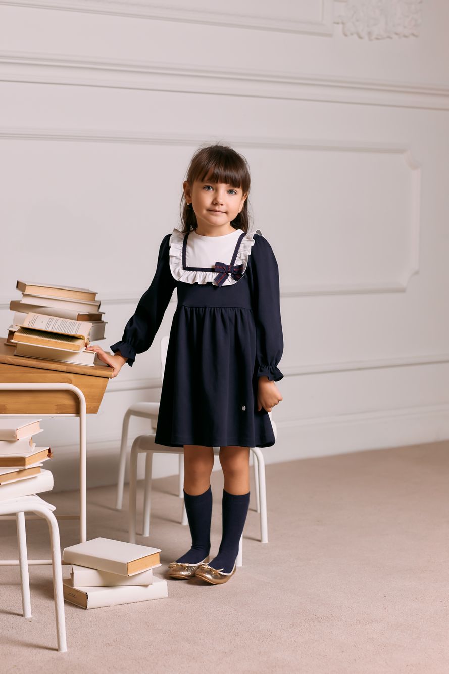 Navy Blue interlock and viyella dress
