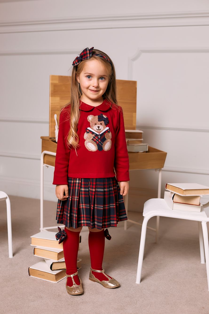 Red interlock and tartan dress