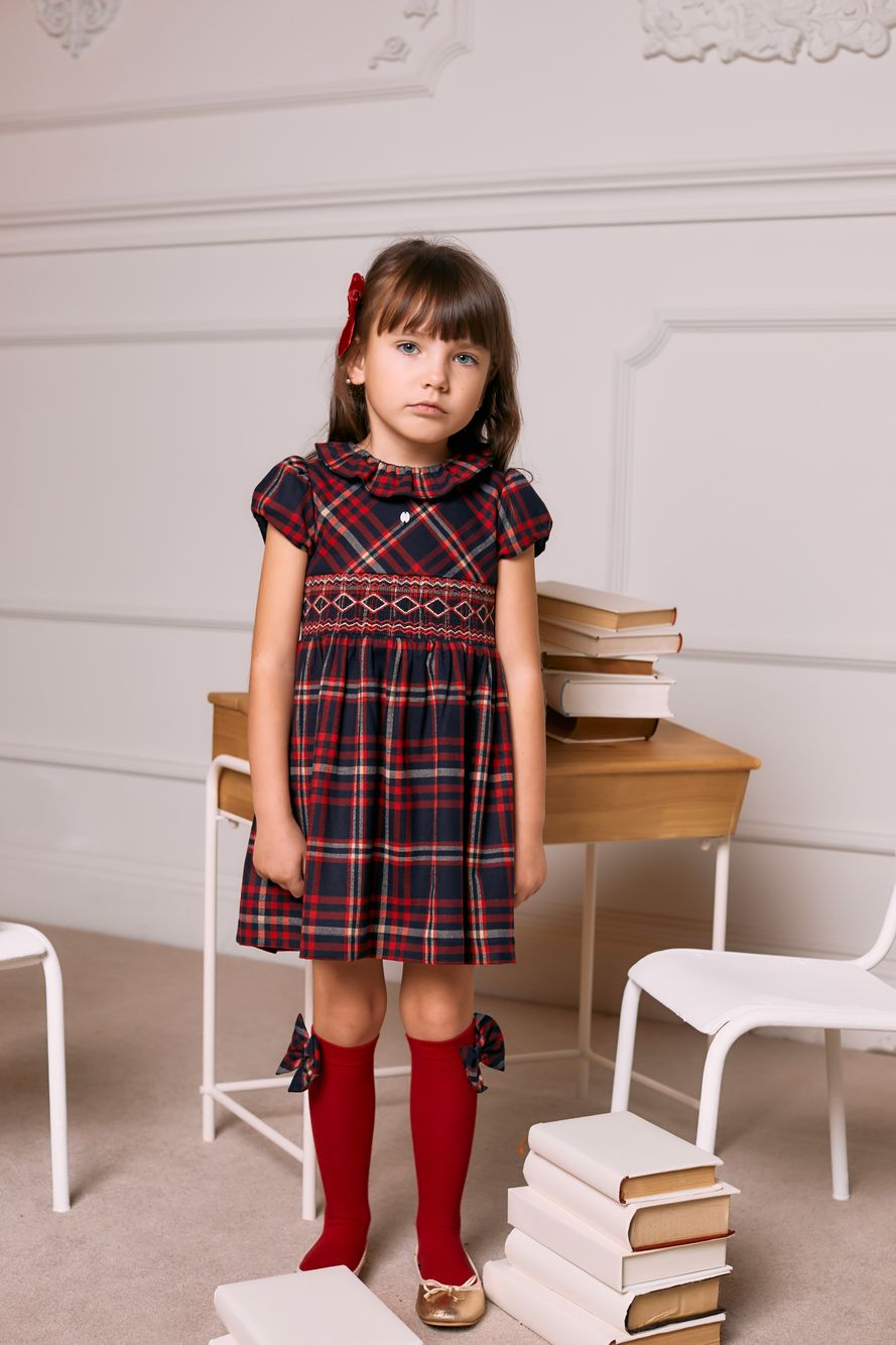Cap sleeve tartan dress