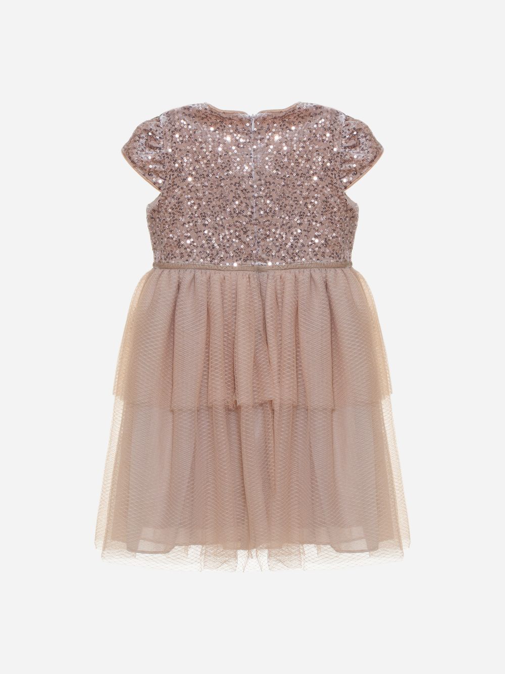 Beige velour and tweed dress