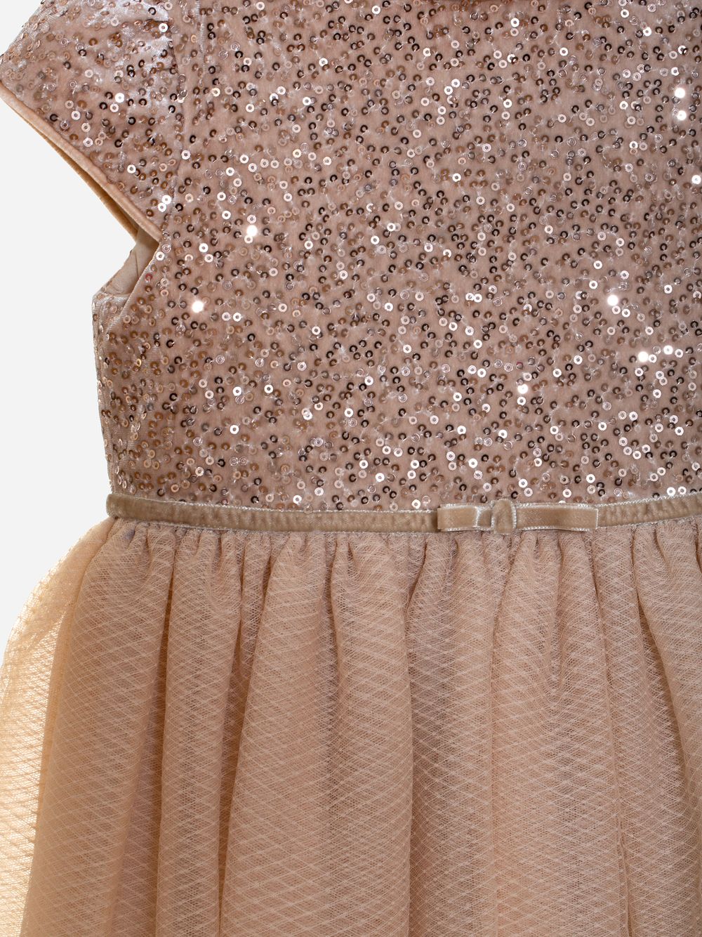 Beige velour and tweed dress