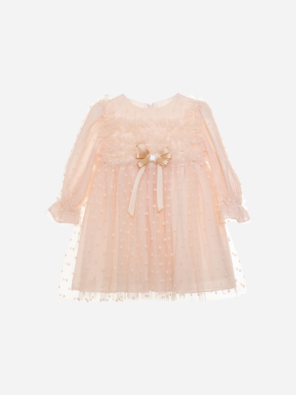 Beige tulle and chiffon dress