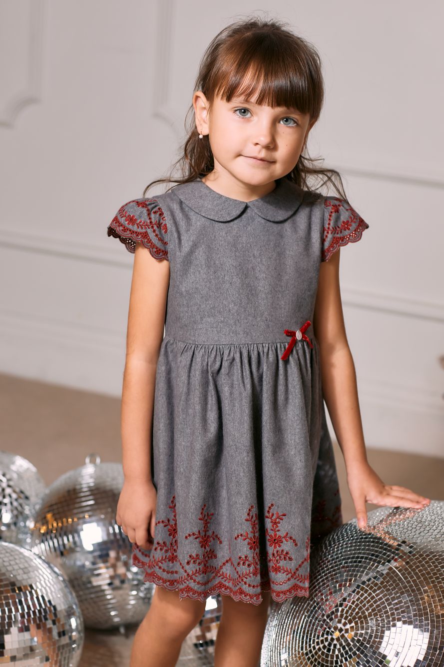 Melange grey dress with embroideries