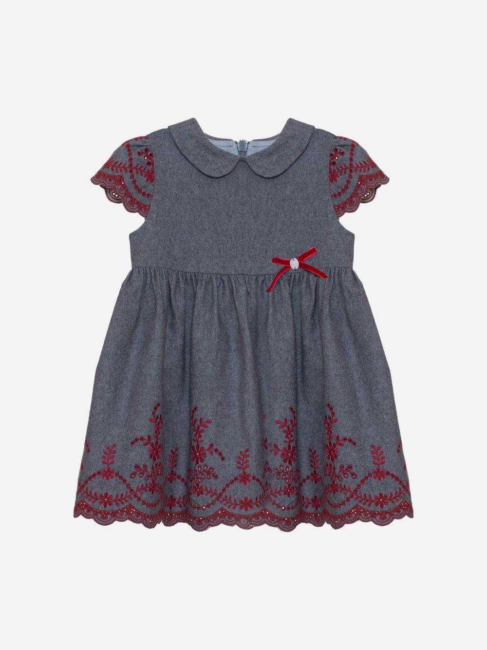 Melange grey dress with embroideries