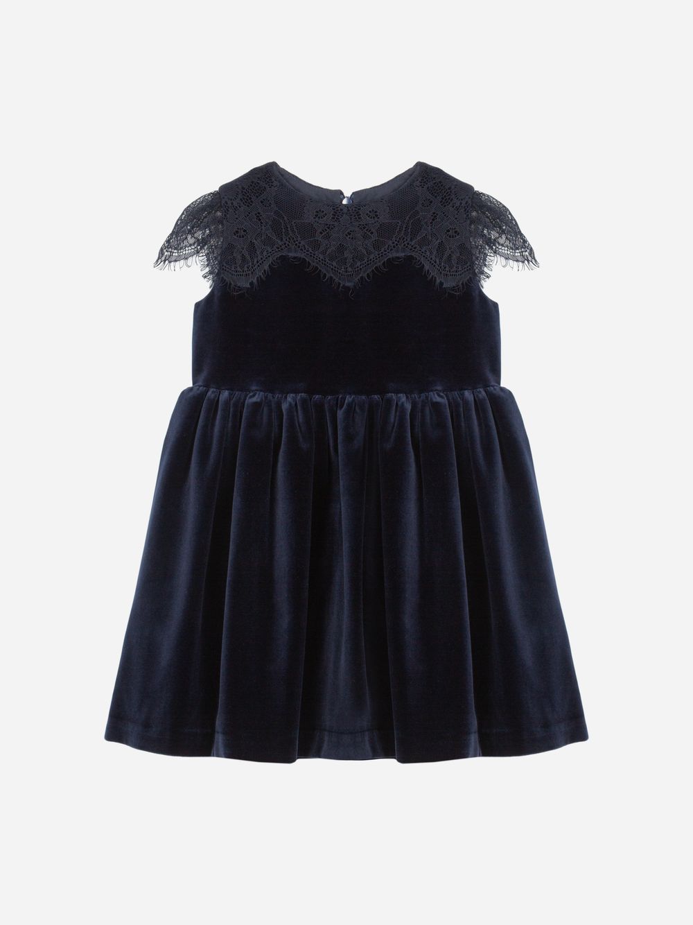 Navy Blue velvet and lace dress