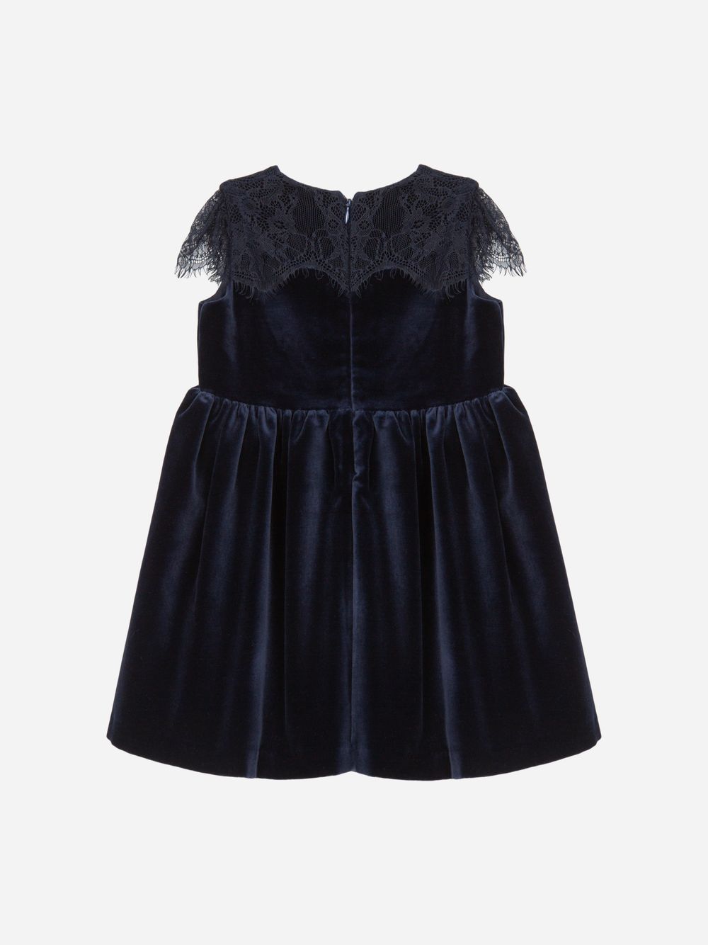 Navy Blue velvet and lace dress
