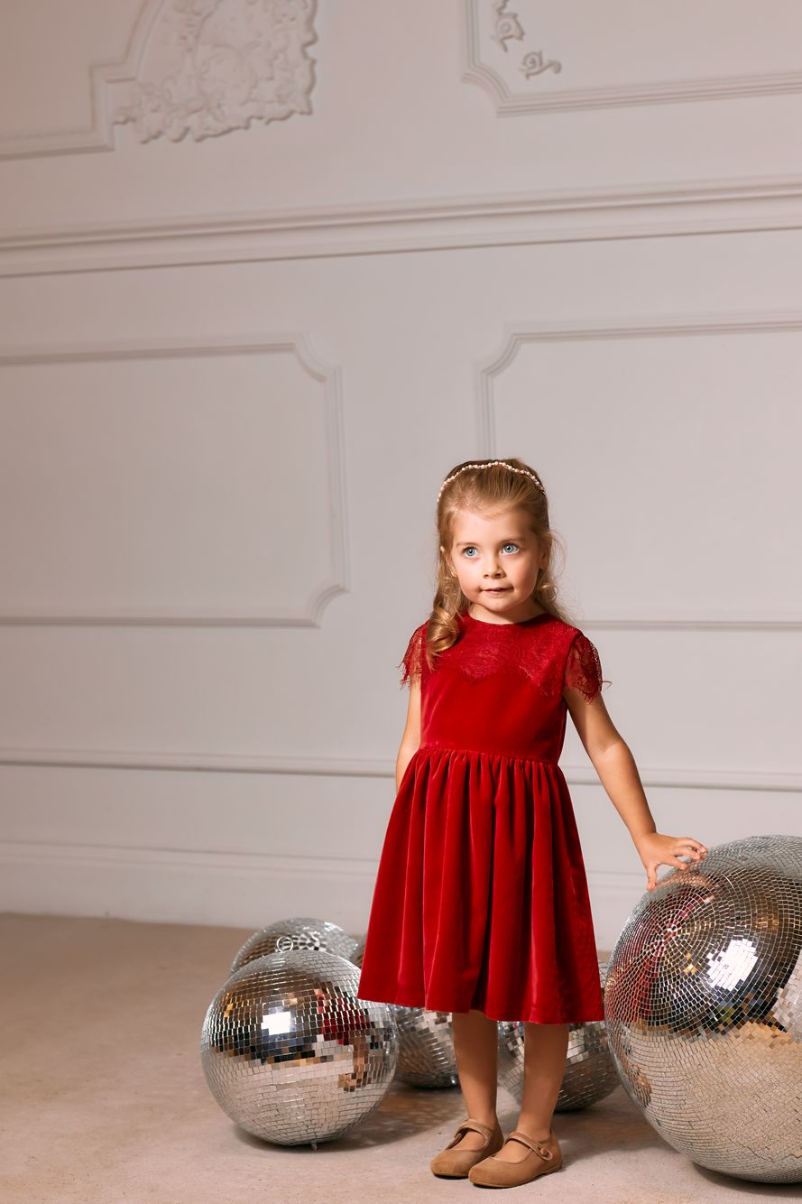 Red velvet and lace dress