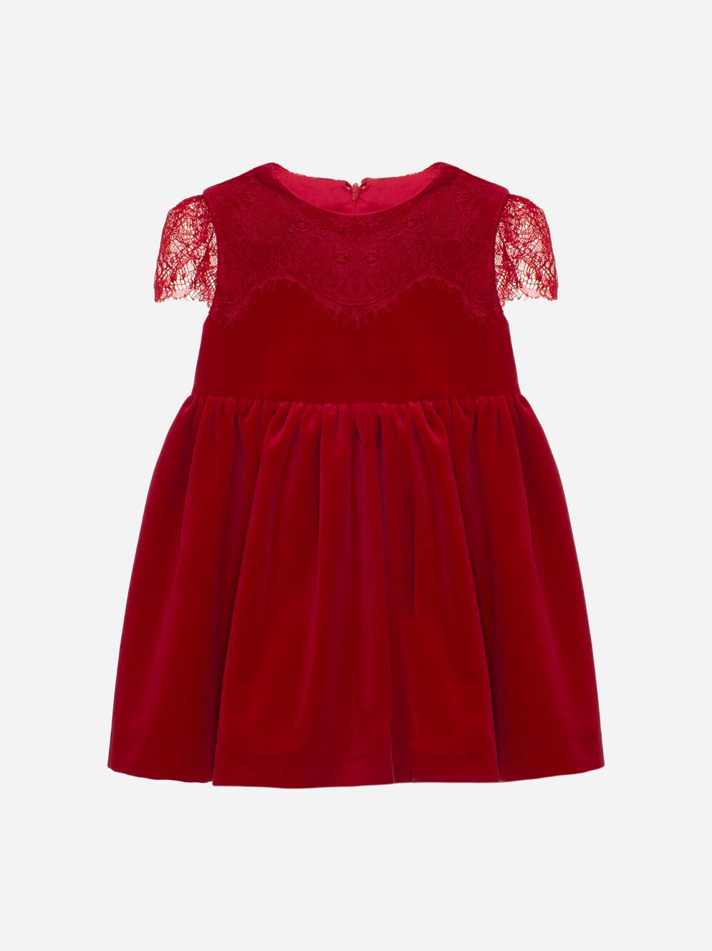 Red velvet and lace dress