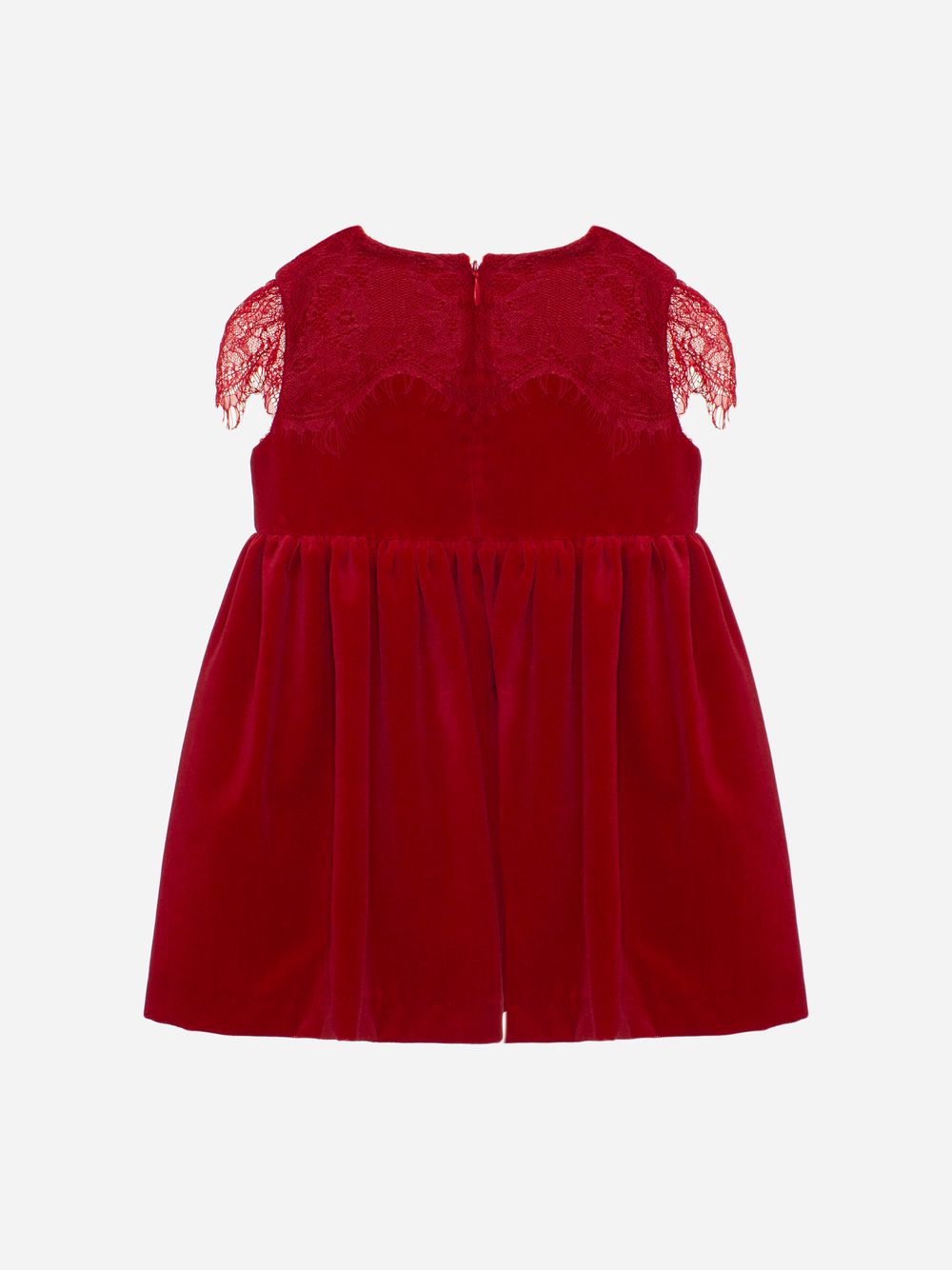 Red velvet and lace dress